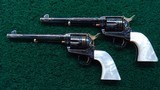 VERY ATTRACTIVE PAIR OF ENGRAVED GOLD INLAID 3RD GEN COLT SA REVOLVERS - 3 of 16
