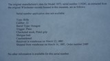 WINCHESTER MODEL 1873 DLX 3RD MODEL RIFLE CAL 32-20 - 15 of 19