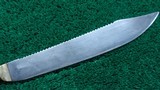 LARGE SAW-BACK BLADE BOWIE KNIFE WITH SHEATH - 10 of 13