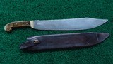 LARGE SAW-BACK BLADE BOWIE KNIFE WITH SHEATH - 1 of 13