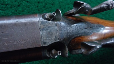 BEAUTIFUL CASED PERCUSSION DOUBLE BARREL CAPE GUN BY JOSEPH BOURNE - Image 13 of 25