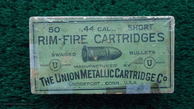 A BOX OF 44 RIMFIRE SHORT UMC CARTRIDGES