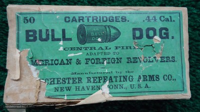 VERY RARE BOX OF WINCHESTER BRAND 44 BULL DOG CARTRIDGES