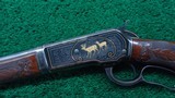 FANTASTIC FACTORY ENGRAVED GOLD INLAID WINCHESTER MODEL 1886 LIGHT WEIGHT RIFLE - 2 of 24