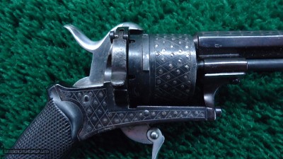 CASED ENGRAVED PINFIRE REVOLVER BY SCHOLBERG & GADET - Image 6 of 19