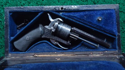 CASED ENGRAVED PINFIRE REVOLVER BY SCHOLBERG & GADET - Image 17 of 19