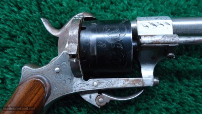 VERY FINE CASED ENGRAVED LEFUCHEAUX PINFIRE REVOLVER IN 32 CALIBER - Image 6 of 18