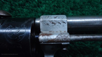 VERY FINE CASED ENGRAVED LEFUCHEAUX PINFIRE REVOLVER IN 32 CALIBER - Image 9 of 18