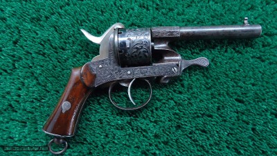 CASED ENGRAVED JAVELLE PINFIRE REVOLVER