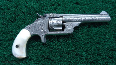 CASED ENGRAVED SMITH & WESSON MODEL No. 1-1/2 SINGLE ACTION TOP-BREAK REVOLVER