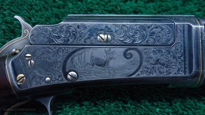 VERY RARE CASED MODEL 1898 MARLIN D GRADE SHOTGUN WITH GRADE 15 ENGRAVING AND GOLD INLAYS - Image 8 of 25