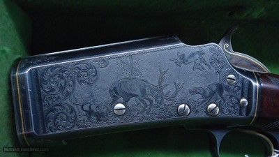 VERY RARE CASED MODEL 1898 MARLIN D GRADE SHOTGUN WITH GRADE 15 ENGRAVING AND GOLD INLAYS - Image 23 of 25