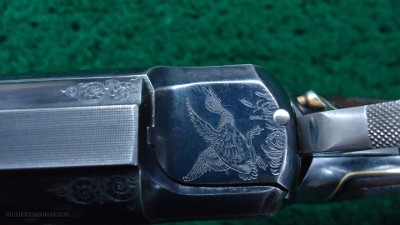 VERY RARE CASED MODEL 1898 MARLIN D GRADE SHOTGUN WITH GRADE 15 ENGRAVING AND GOLD INLAYS - Image 11 of 25