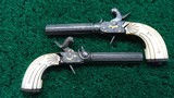 CASED PAIR GOLD INLAID BELGIAN SINGLE SHOT PERCUSSION PISTOLS - 8 of 25