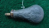 UNMARKED PANEL PATTERN ZINC FLASK - 1 of 2