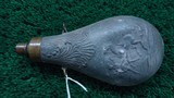 UNMARKED ZINC FRENCH POWDER FLASK - 3 of 7