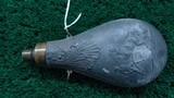 UNMARKED ZINC FRENCH POWDER FLASK - 1 of 7