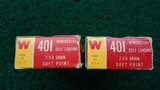 WA40 2 FULL BOXES OF WINCHESTER BRAND 401 WINCHESTER SELF-LOADING AMMO - 3 of 8