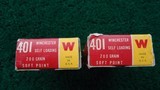 WA40 2 FULL BOXES OF WINCHESTER BRAND 401 WINCHESTER SELF-LOADING AMMO - 6 of 8