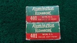 2 FULL BOXES OF REMINGTON KLEANBORE 401 WINCHESTER SELF-LOADING AMMO - 3 of 8