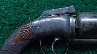 VERY FINE JAMES BEATTIE ENGLISH DOUBLE ACTION PERCUSSION TRANSITIONAL REVOLVER - Image 6 of 14