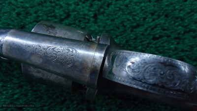 VERY FINE JAMES BEATTIE ENGLISH DOUBLE ACTION PERCUSSION TRANSITIONAL REVOLVER - Image 12 of 14