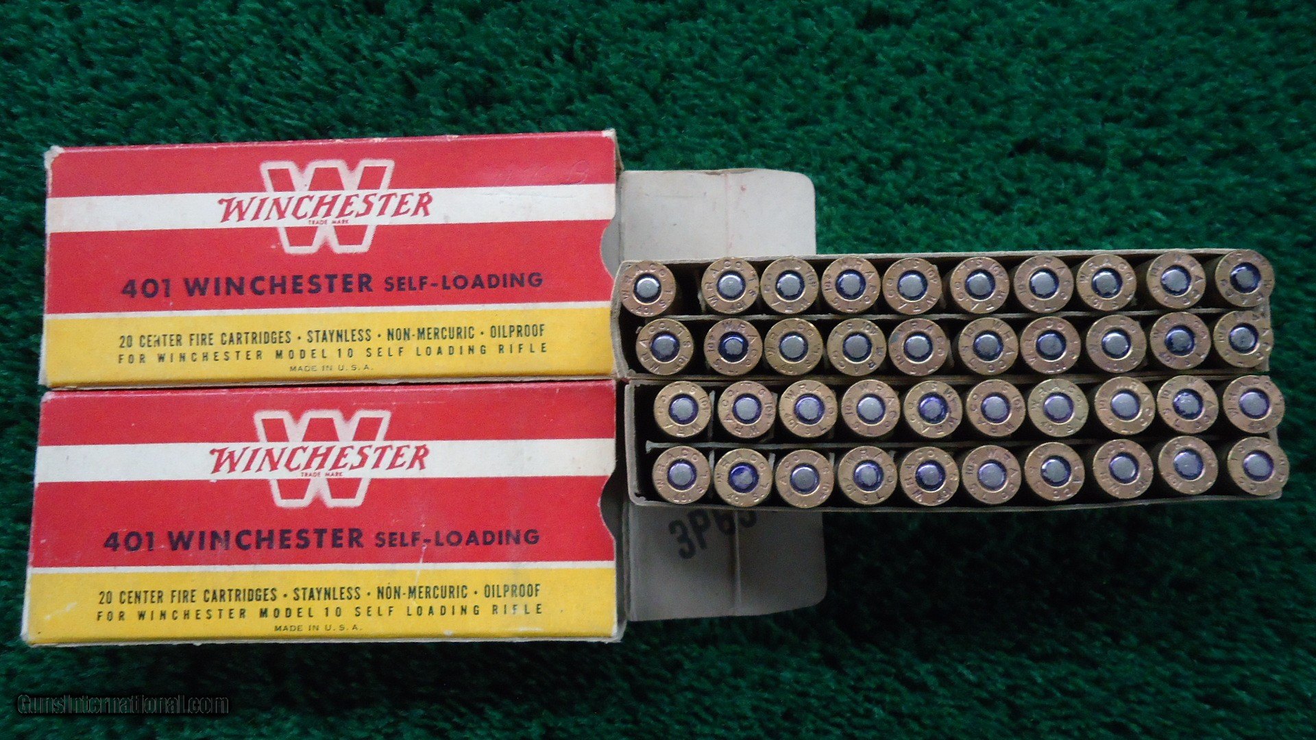 2 FULL BOXES OF WINCHESTER BRAND 401 WINCHESTER SELF-LOADING AMMO