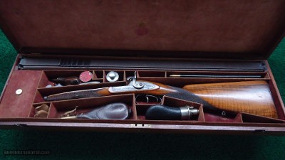 BEAUTIFUL CASED PERCUSSION DOUBLE BARREL CAPE GUN BY JOSEPH BOURNE - Image 24 of 25