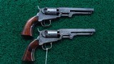 EXTREMELY RARE PAIR OF ENGRAVED CASED CONSECUTIVE SERIAL NUMBERED MODEL 49 COLT POCKET REVOLVERS