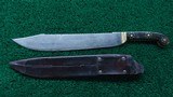 LARGE SAW-BACK BLADE BOWIE KNIFE WITH SHEATH - 2 of 13