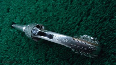 FACTORY ENGRAVED CASED COLT OPEN TOP 22 CALIBER REVOLVER - Image 5 of 19