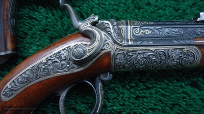 EXTRAORDINARY PAIR EXHIBITION GRADE RELIEF ENGRAVED GOLD INLAID TARGET PISTOLS - Image 6 of 25
