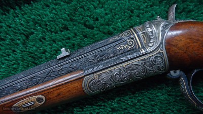 EXTRAORDINARY PAIR EXHIBITION GRADE RELIEF ENGRAVED GOLD INLAID TARGET PISTOLS - Image 10 of 25