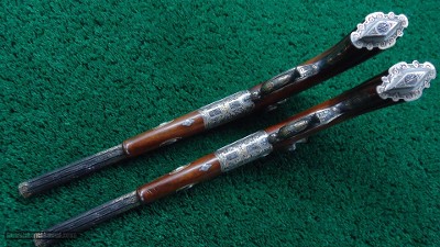 EXTRAORDINARY PAIR EXHIBITION GRADE RELIEF ENGRAVED GOLD INLAID TARGET PISTOLS - Image 4 of 25