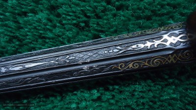 EXTRAORDINARY PAIR EXHIBITION GRADE RELIEF ENGRAVED GOLD INLAID TARGET PISTOLS - Image 20 of 25