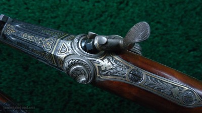 EXTRAORDINARY PAIR EXHIBITION GRADE RELIEF ENGRAVED GOLD INLAID TARGET PISTOLS - Image 13 of 25