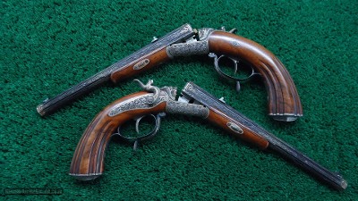 EXTRAORDINARY PAIR EXHIBITION GRADE RELIEF ENGRAVED GOLD INLAID TARGET PISTOLS - Image 5 of 25