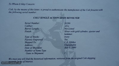 FACTORY DOCUMENTED GOLD AND SILVER PLATED HELFRICH ENGRAVED COLT SA - Image 15 of 16