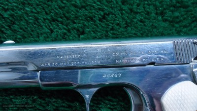 COLT MODEL 1908 HAMMERLESS PISTOL IN 380 ACP - Image 8 of 9