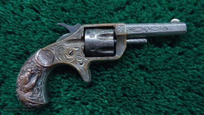 FACTORY ENGRAVED COLT NEW LINE 22 CALIBER REVOLVER WITH SCARCE DE GRESS GRIPS