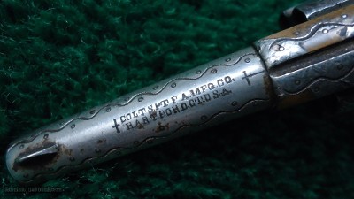 FACTORY ENGRAVED COLT NEW LINE 22 CALIBER REVOLVER WITH SCARCE DE GRESS GRIPS - Image 7 of 14
