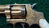 VERY ATTRACTIVE GOLD PLATED ENGRAVED SMITH & WESSON 32 DA 1ST MODEL HAND EJECT REVOLVER - 7 of 17