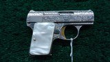 VERY RARE FIRST YEAR PRODUCTION BELGIAN BROWNING ENGRAVED BABY SEMI-AUTO PISTOL WITH COIN FINISH - 1 of 10