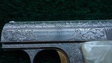VERY RARE FIRST YEAR PRODUCTION BELGIAN BROWNING ENGRAVED BABY SEMI-AUTO PISTOL WITH COIN FINISH - 7 of 10