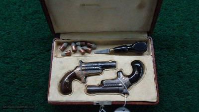 FACTORY ENGRAVED CASED PAIR OF COLT 3RD MODEL DERRINGERS - Image 12 of 13