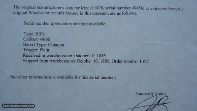 INTERESTING PRESENTATION WINCHESTER MODEL 1876 RIFLE IN 40-60 WCF - Image 17 of 23