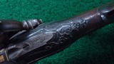 SPANISH MIQUELET GOLD INLAID AND CARVED SPORTING FLINTLOCK OF ABOUT 16 BORE - 9 of 21