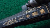 SPANISH MIQUELET GOLD INLAID AND CARVED SPORTING FLINTLOCK OF ABOUT 16 BORE - 11 of 21