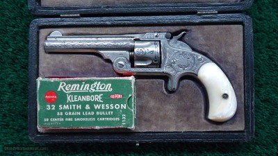 CASED ENGRAVED SMITH & WESSON MODEL No. 1-1/2 SINGLE ACTION TOP-BREAK REVOLVER - Image 19 of 21