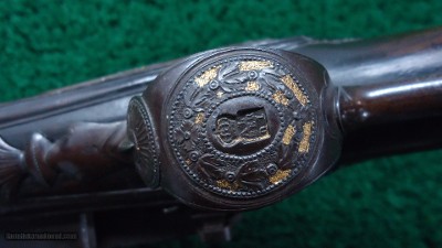SPANISH MIQUELET GOLD INLAID AND CARVED SPORTING FLINTLOCK OF ABOUT 16 BORE - Image 11 of 21
